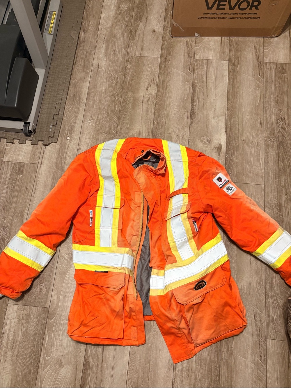 High-Visibility Orange medium Safety Jacket with Reflective Stripes